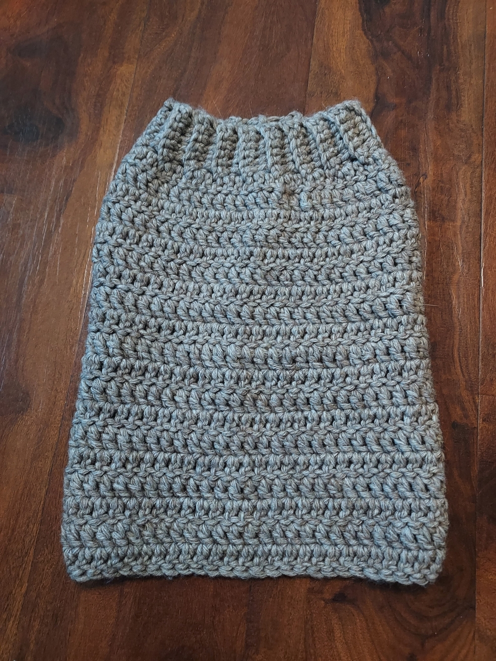 Gray Crochet Dog Sweater Tube — Cozy Knit Pet Vest